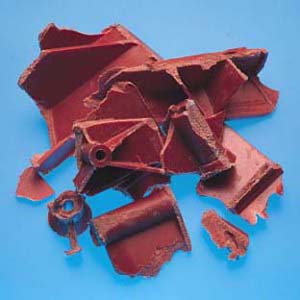 Plastic after separation of a hybrid door with a hammer crusher